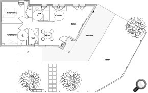 Plan d'un appartement Rdc 4 pièces