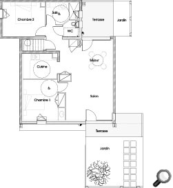 Plan d'un appartement 4 pièces